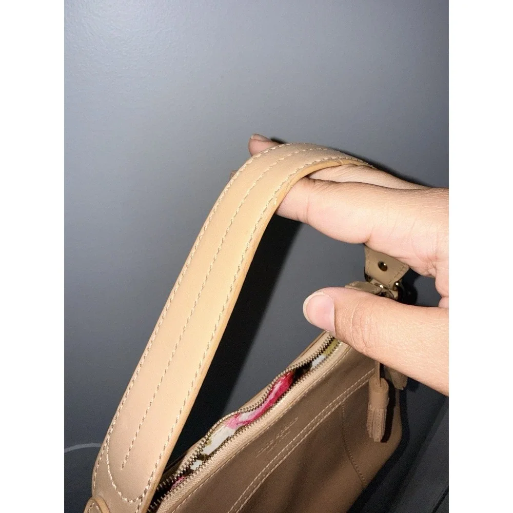 Kate‎ Spade New York Tan Leather Hobo Purse Tassel Y2K V
